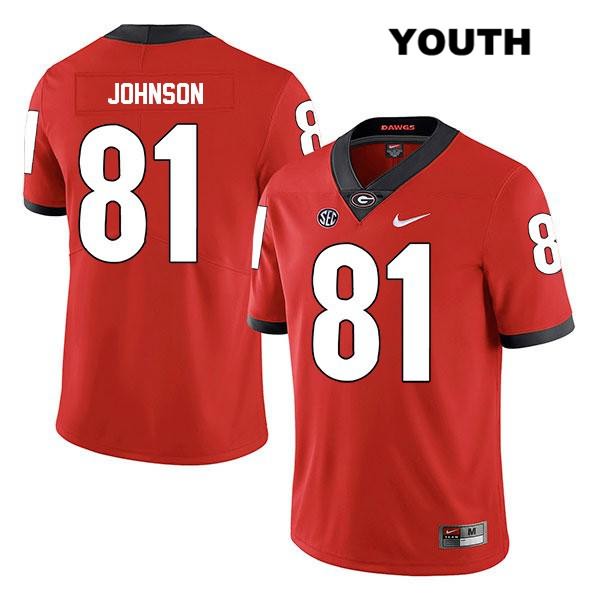 Georgia Bulldogs Youth Jaylen Johnson #81 NCAA Legend Authentic Red Nike Stitched College Football Jersey DZB7456EH